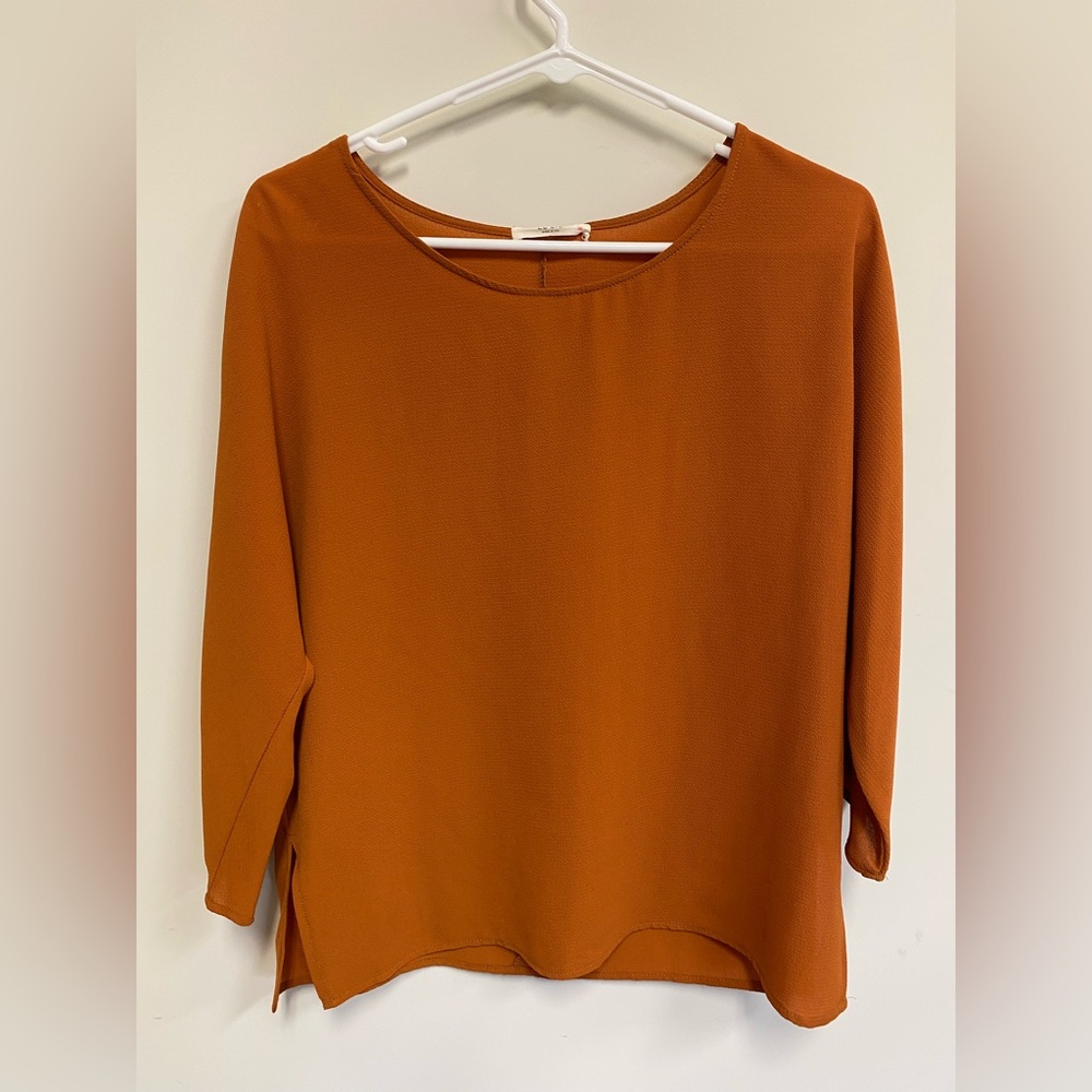 Burnt Orange Sheer Top. Like new. From Francesca’s